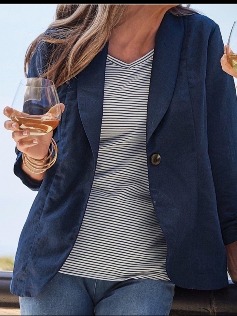 SOFT SURROUNDINGS Vici Linen Blend Blazer in Navy Blue Size XS — NWT - Picture 9 of 10